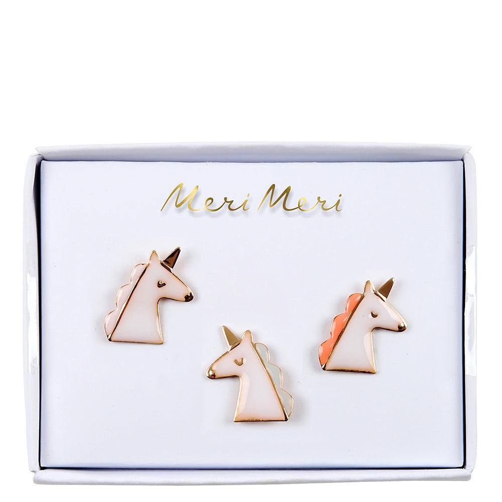 Meri Meri Unicorn Enamel Lapel Pins (set of 3) - partyalacarte.co.in