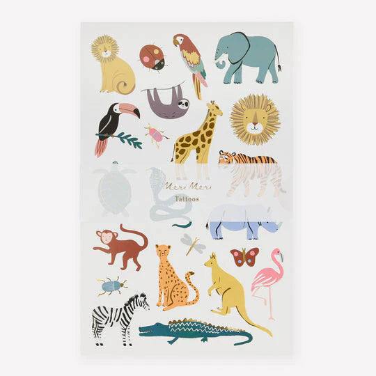 Meri Meri Wild Animals Tattoo Sheets (x 2 sheets) - partyalacarte.co.in