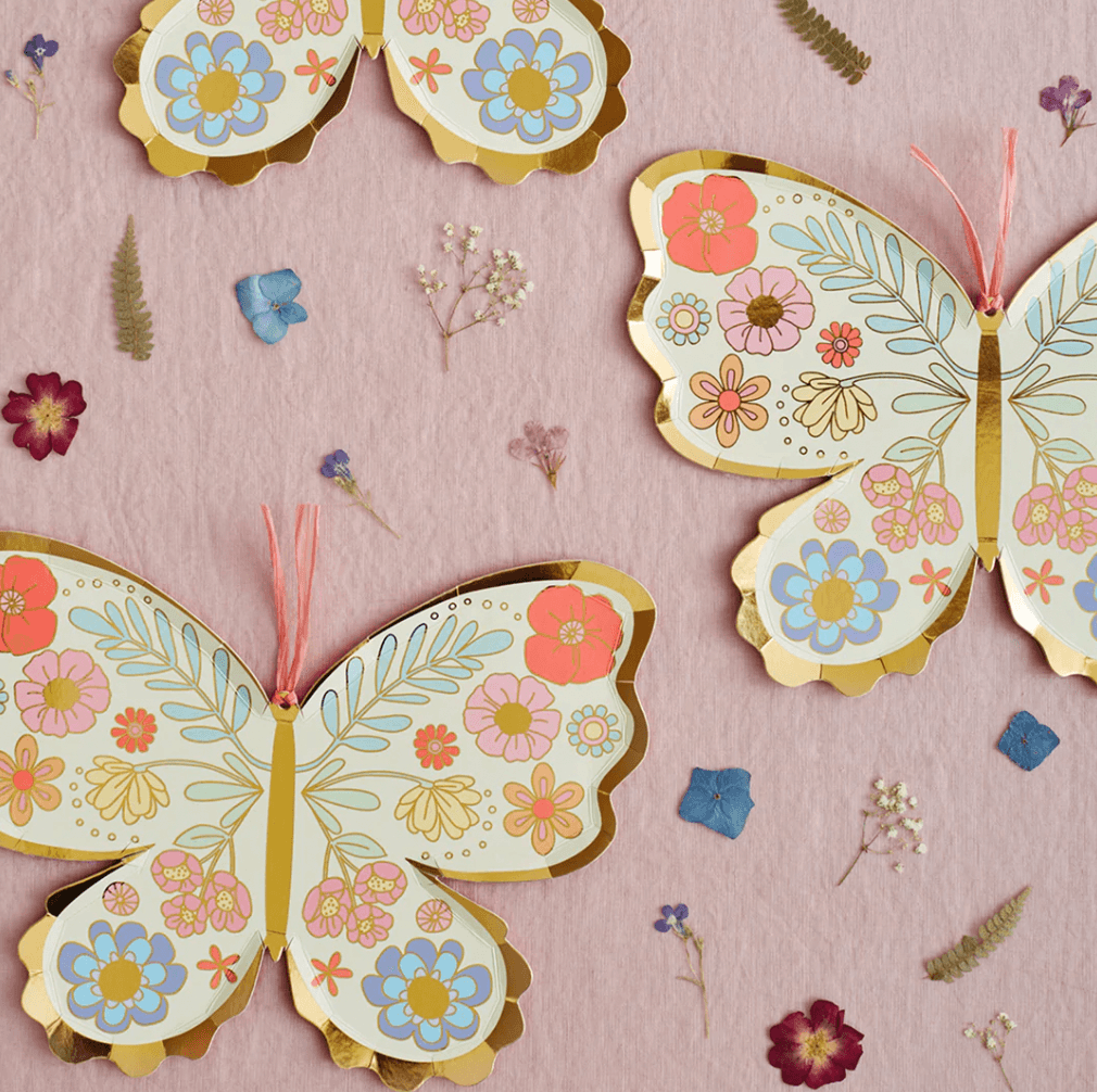 Meri Meri Floral Butterfly Plate (x8) - partyalacarte.co.in 