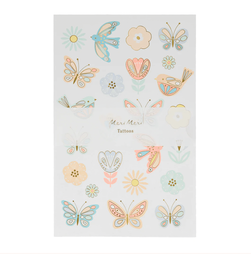 Meri Meri Birds & Butterflies Tattoo Sheets (x 2) - partyalacarte.co.in