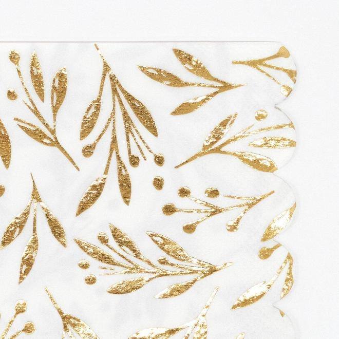 Meri Meri Gold Leaf Large Napkins (set of 16) - partyalacarte.co.in 