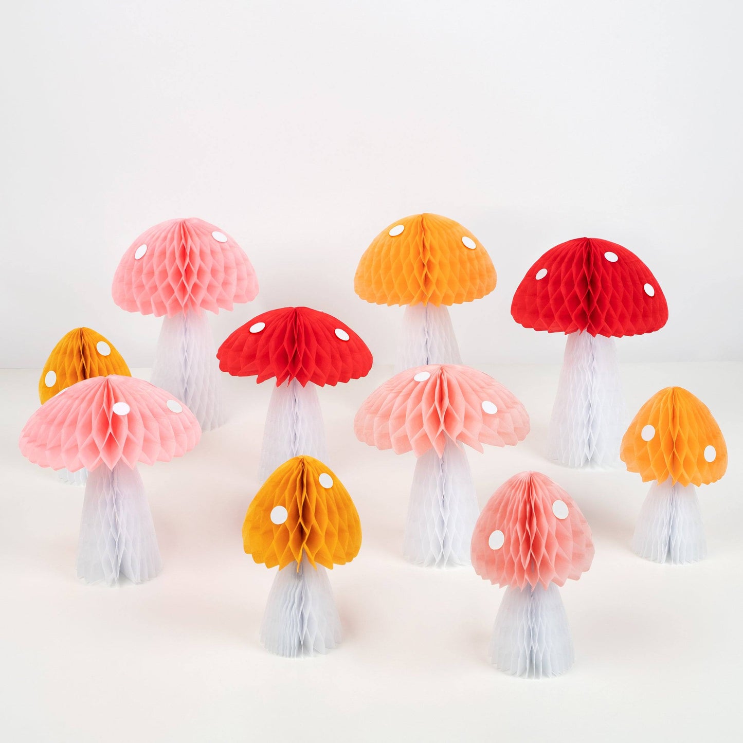 Meri Meri Honeycomb Mushroom Decorations(x10) - partyalacarte.co.in