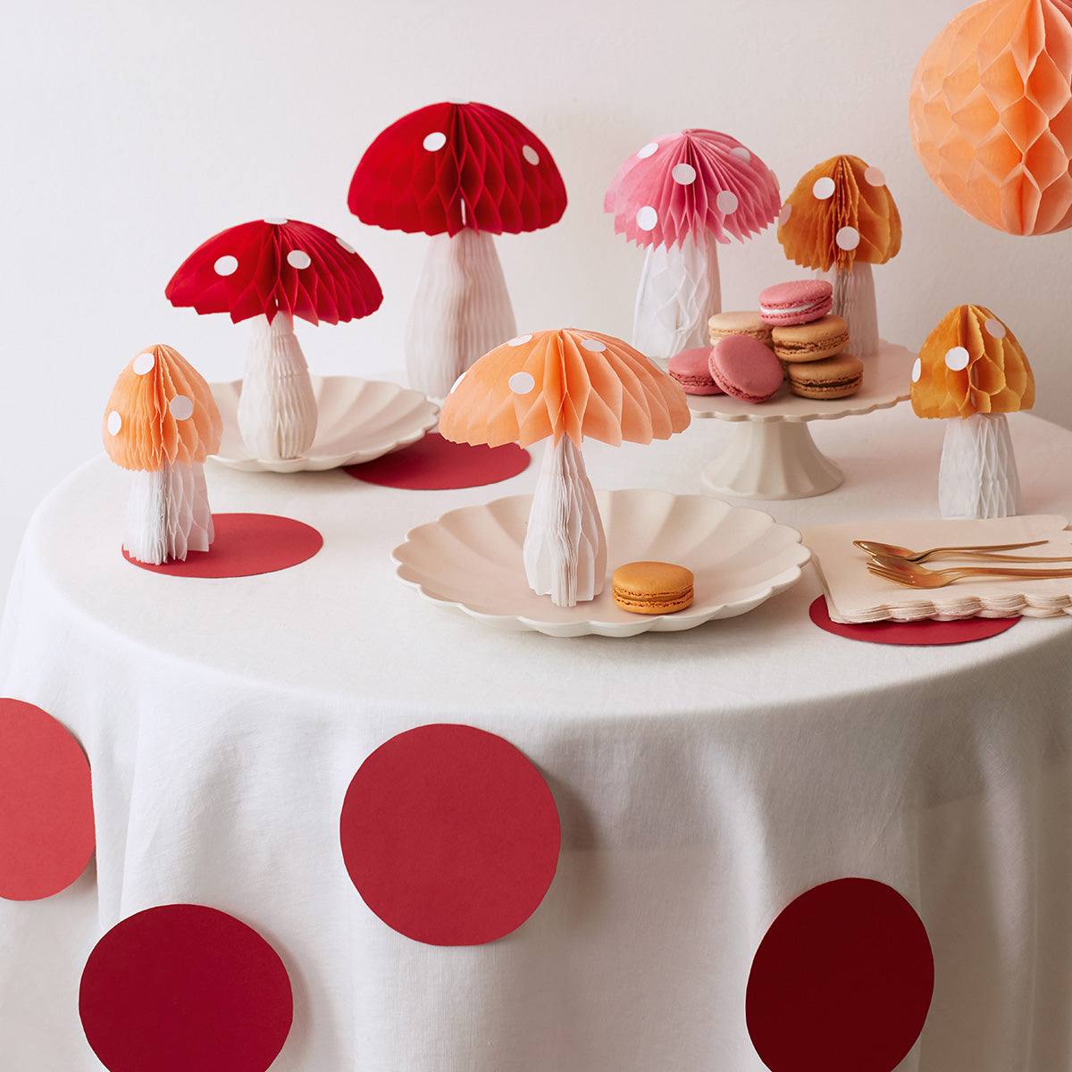 Meri Meri Honeycomb Mushroom Decorations(x10) - partyalacarte.co.in