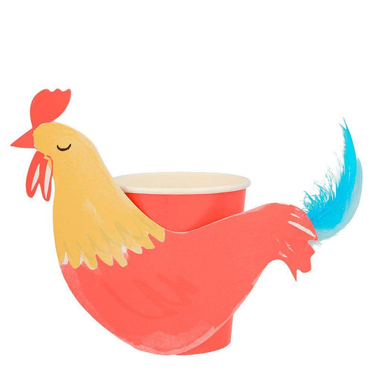 Meri Meri On The Farm Rooster Party Cups (set of 8) - partyalacarte.co.in 