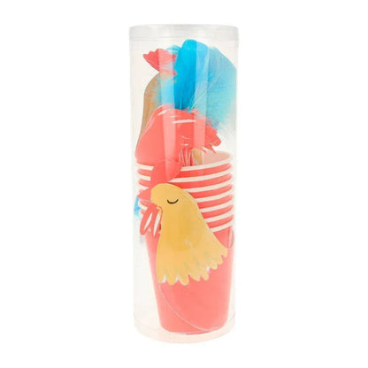 Meri Meri On The Farm Rooster Party Cups (set of 8) - partyalacarte.co.in 