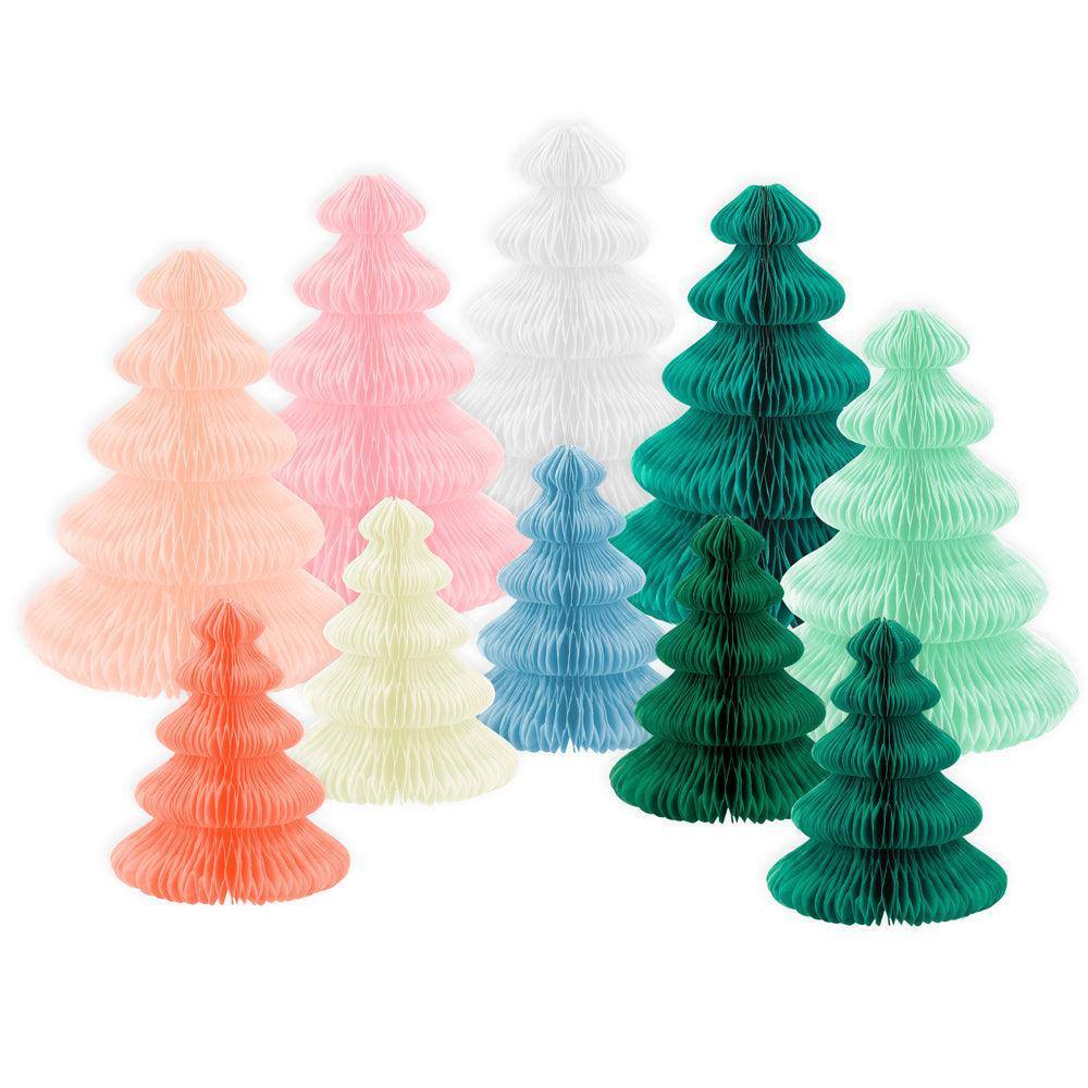 Meri Meri Rainbow Forest Honeycomb Decorations (set of 10) - partyalacarte.co.in 