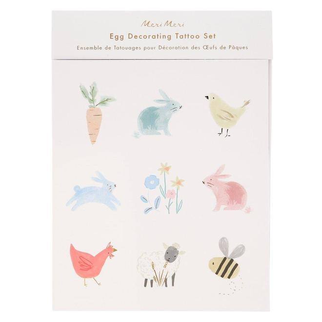 Meri Meri Spring Bunny Egg Decorating Tattoo Kit (set of 27 tattoos) - partyalacarte.co.in 